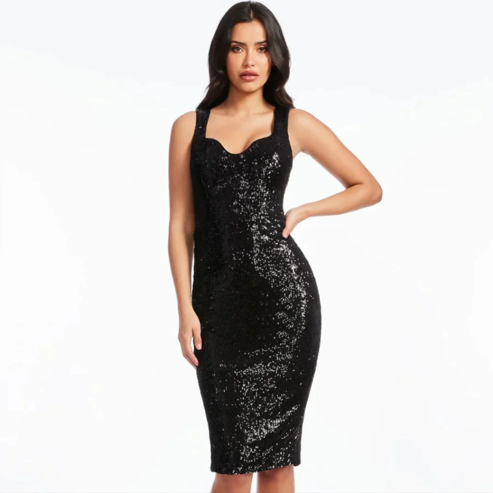 Dress the population sweetheart sequin midi dress - Picture 3 of 12